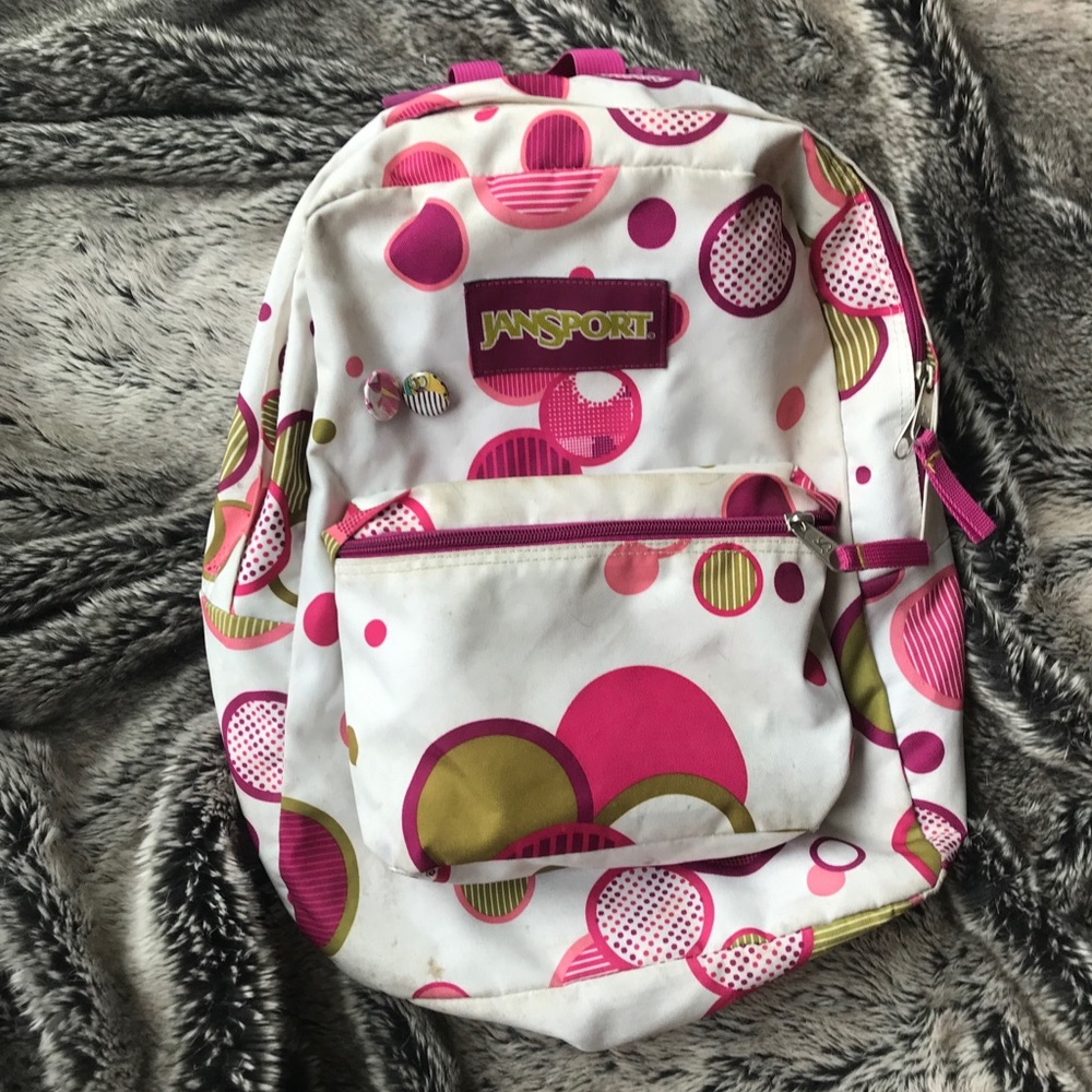 Jansport Pink and White Polka Dot Girls Backpack
